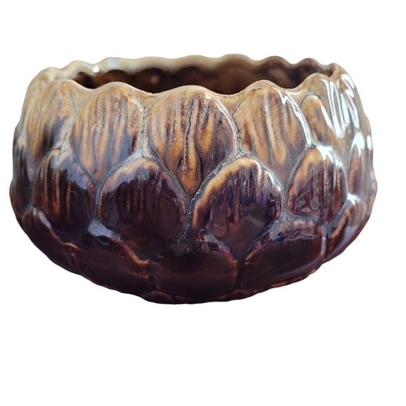 Vintage Judy of California Pottery Serving Bowl Planter Drip Glaze 1960s USA - Picture 2 of 13